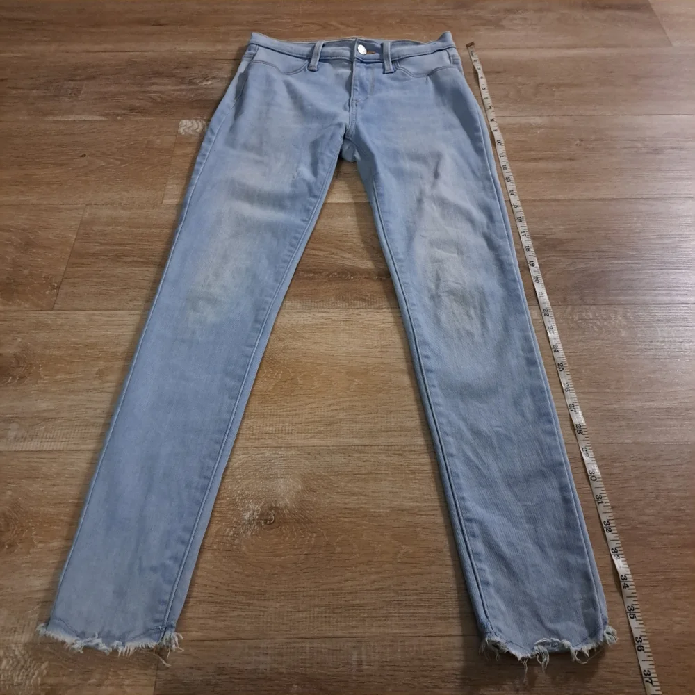 Old Navy Kids Light Blue Distressed Hem Ballerina Jeggings Girl's Jeans Size 14